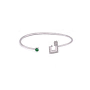 Open Bangle with a Colored Gemstone - HIBA JABER